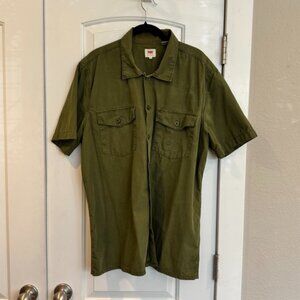Levis Mens Army Green Ripstop Shirt Size Large